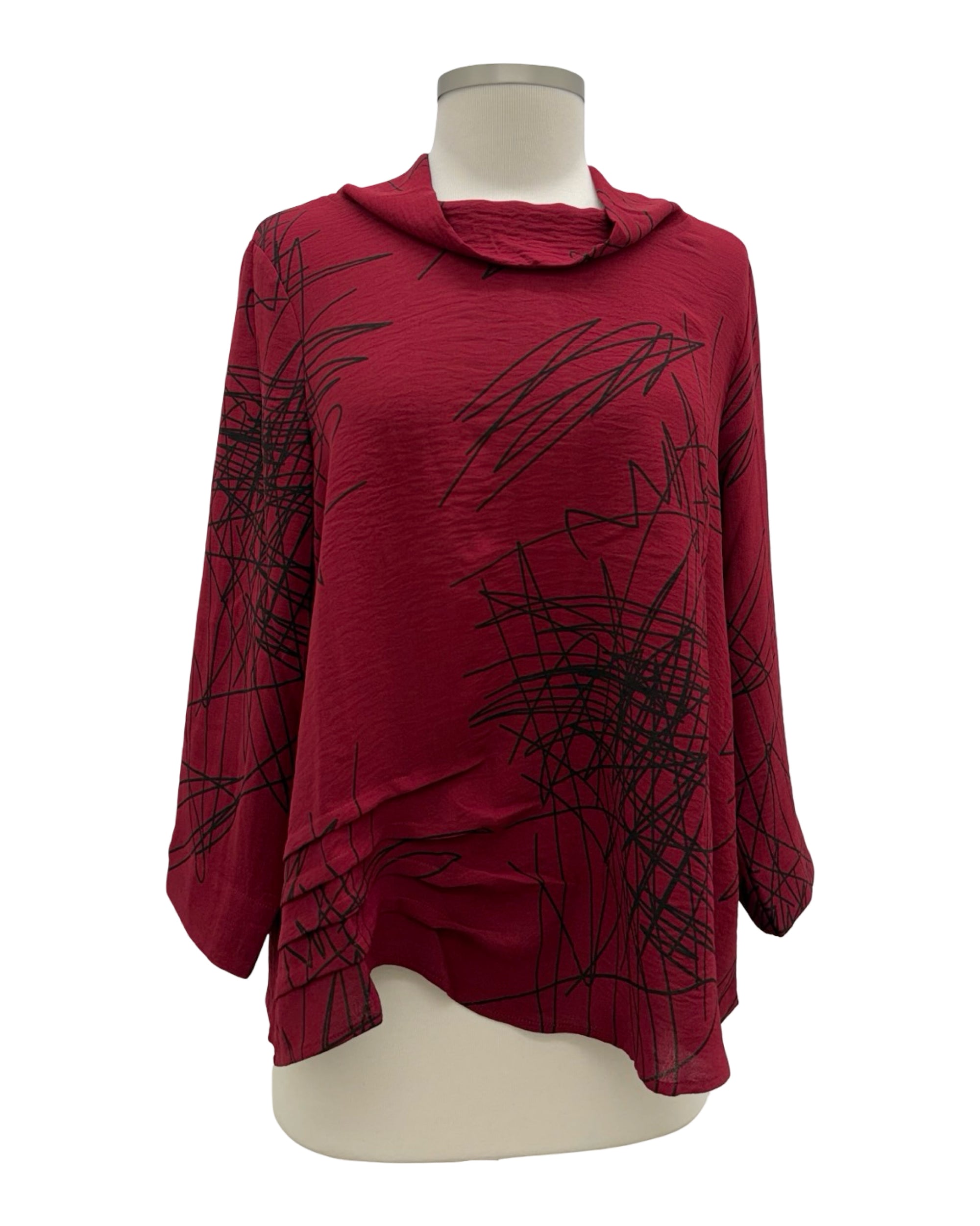 Shana MOCK NECK SCRIBBLE TOP