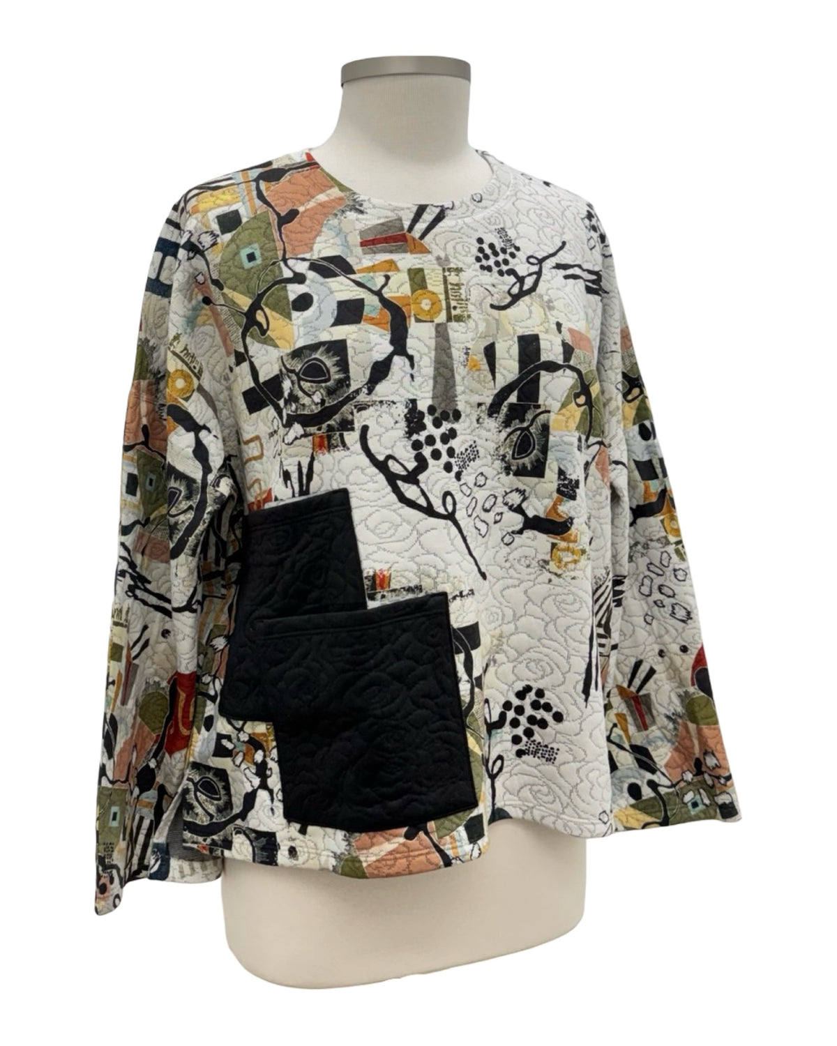 Inoah CREW POCKET QUILT TOP JOELLE PRINT