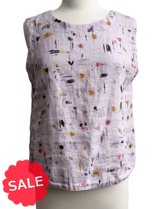 Cut Loose LINEN GRAPHIC FLORAL WIDE FACING SHELL - Originally $99