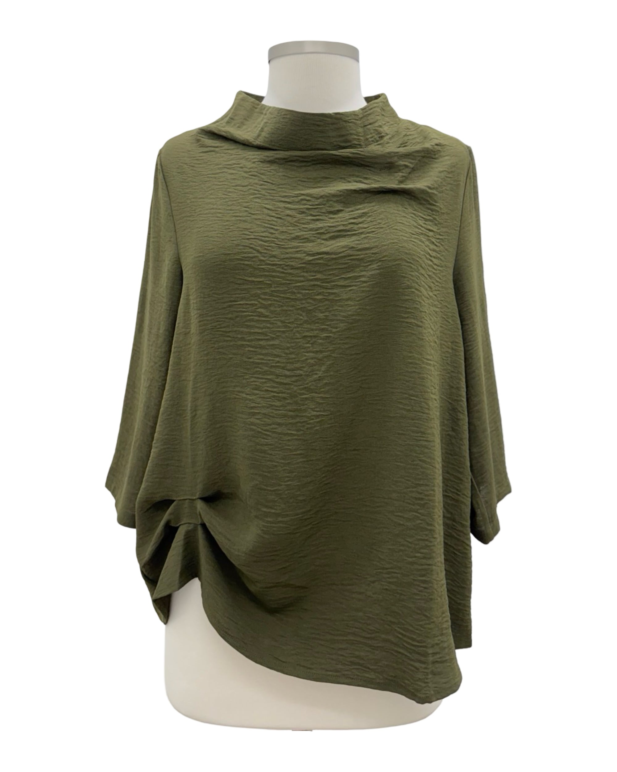 Shana RUSCHED NECK BLOUSE 3/4 SLEEVE