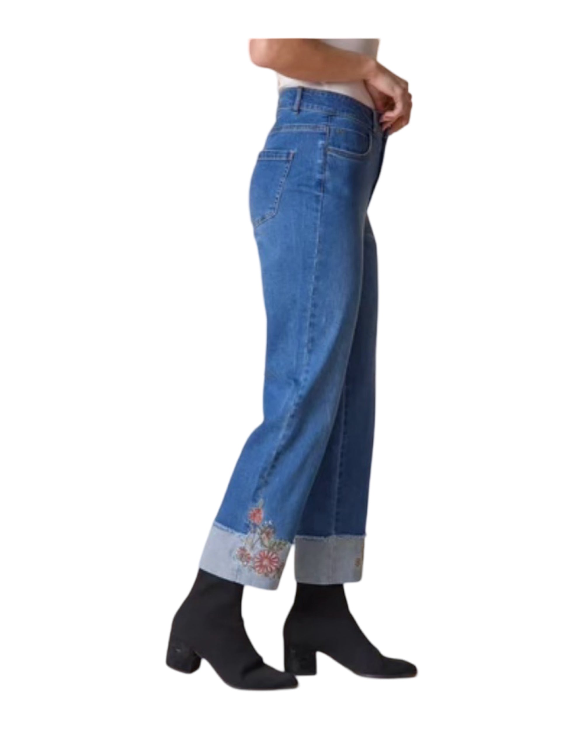 Habitat DENIM EMBROIDERED CUFFED JEAN