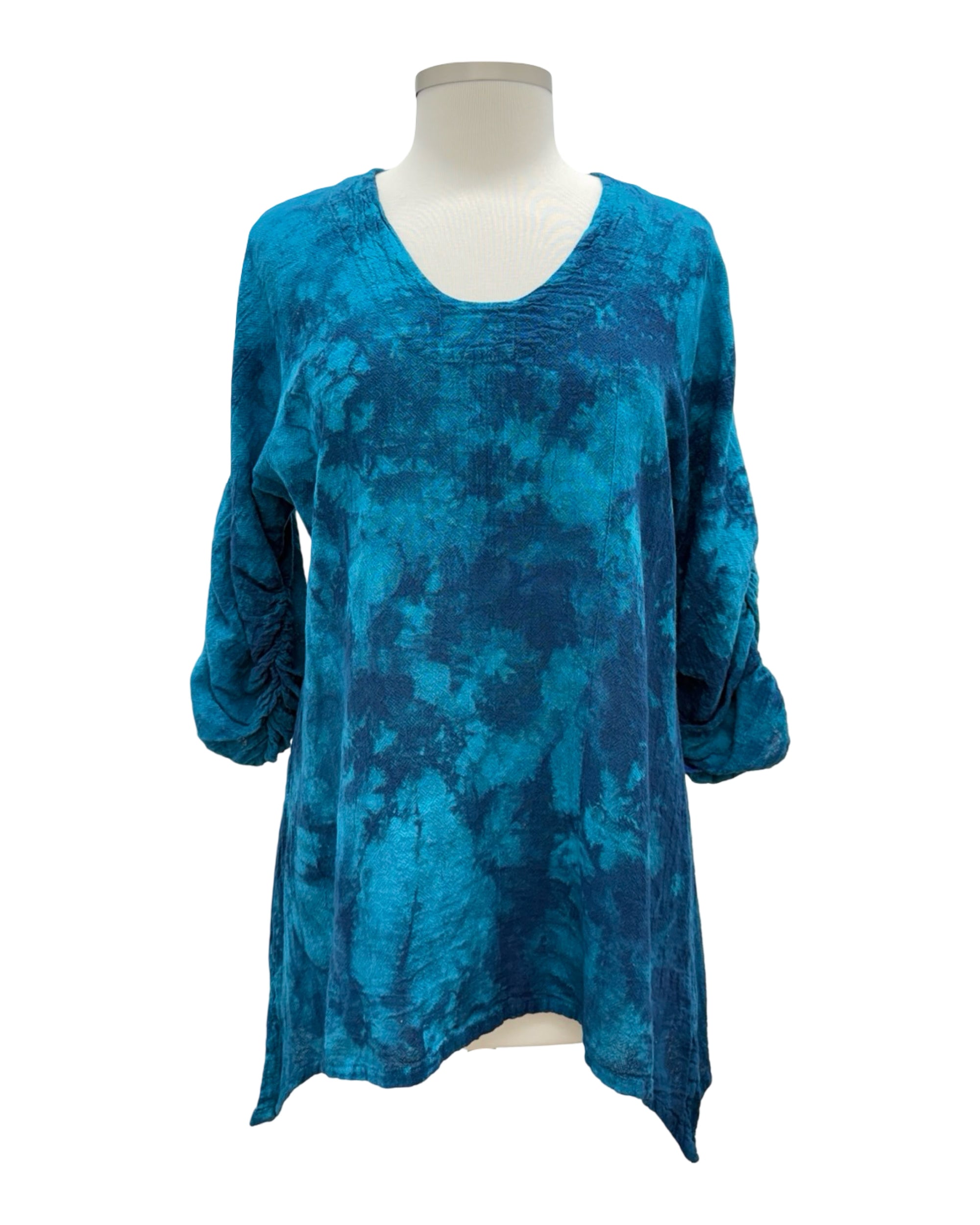 Oh My Gauze SCOOP RUSCH SLEEVE TOP ARTY