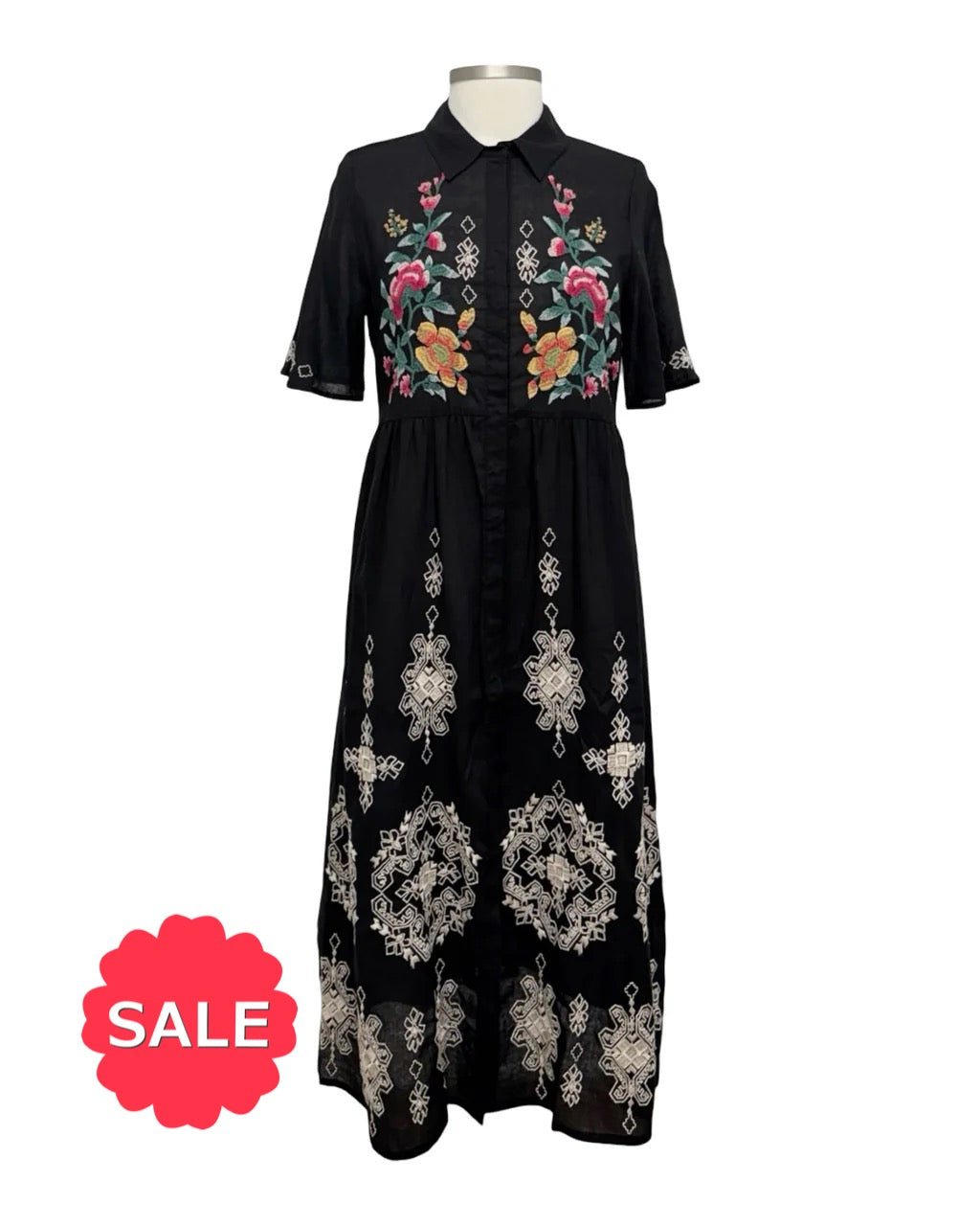 Johnny Was FLUTTER SLEEVE SHIRT DRESS - Originally $298