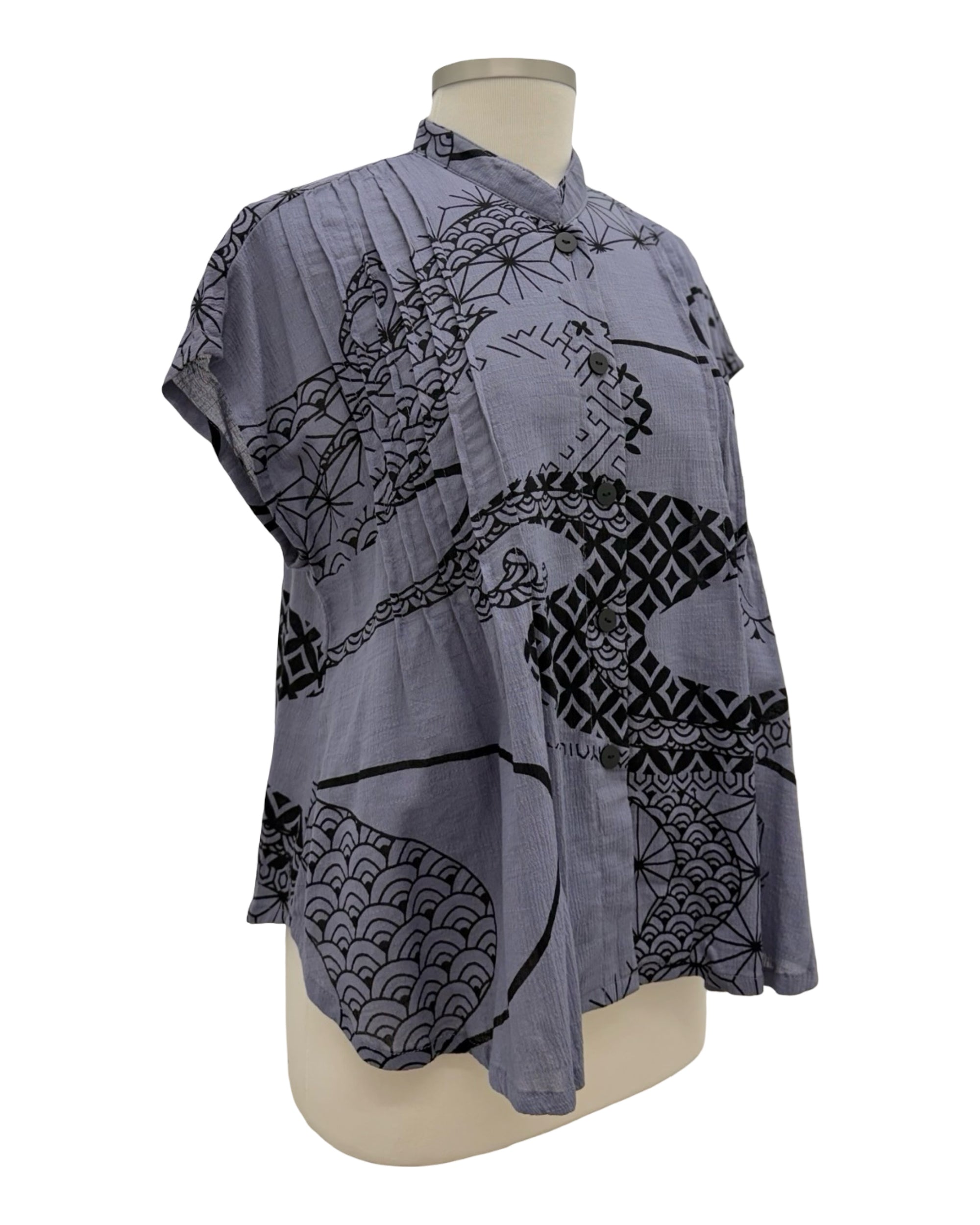 Yasuko CAP SLEEVE PINTUCK BLOUSE