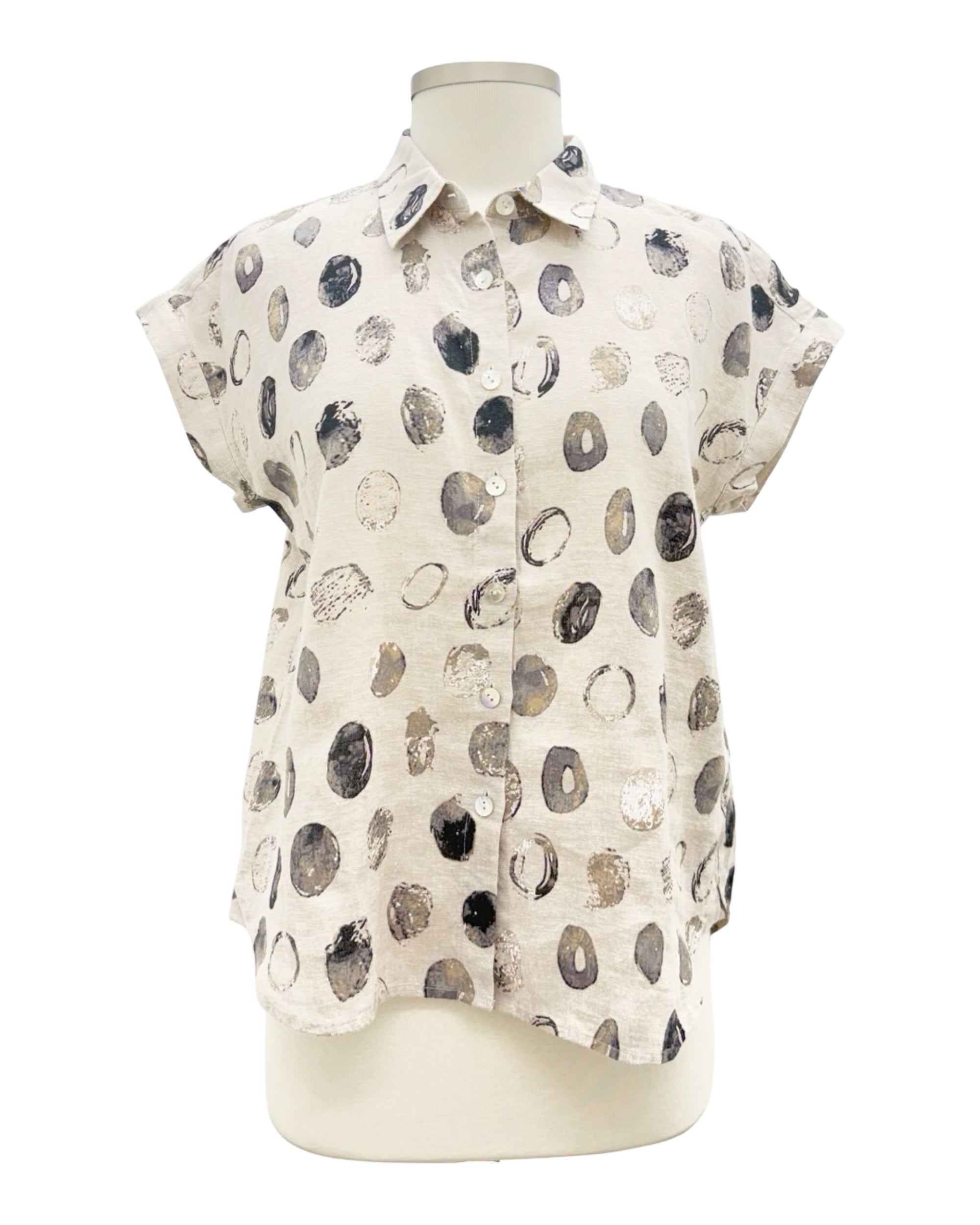 Habitat CAP SLEEVE DOT SHIRT LINEN