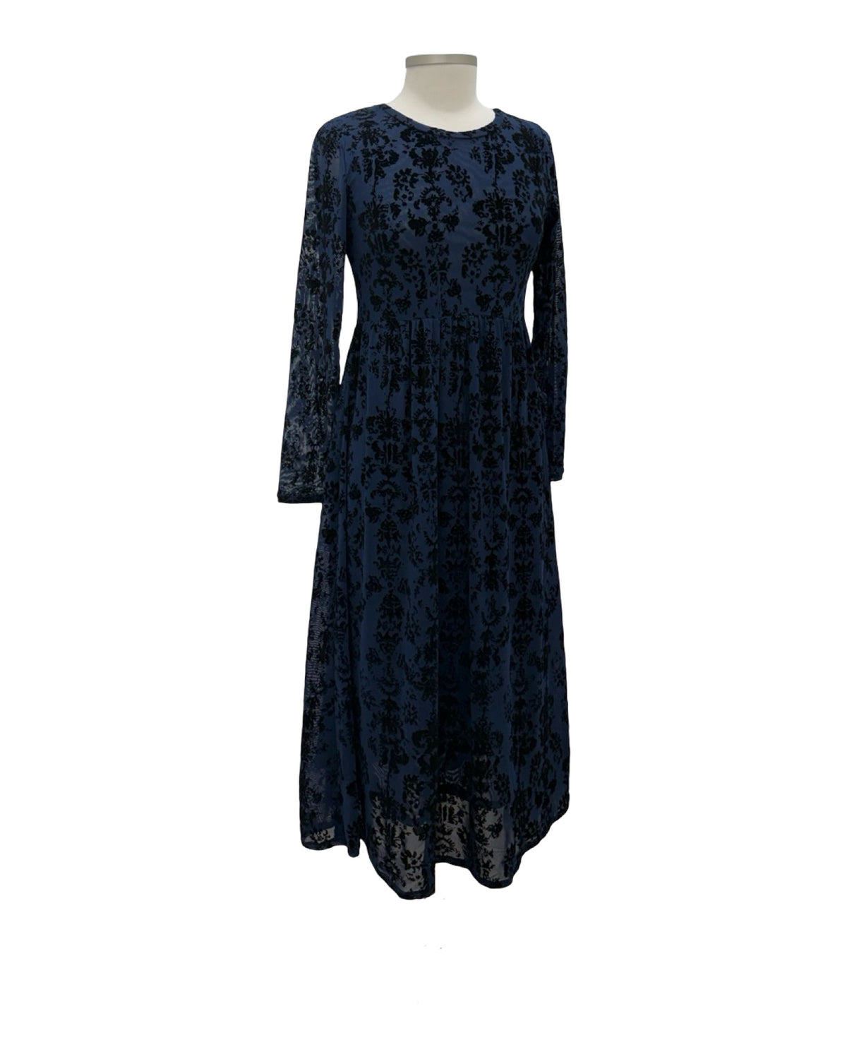 Foil MESH FLOCK LONG SLEEVE DRESS