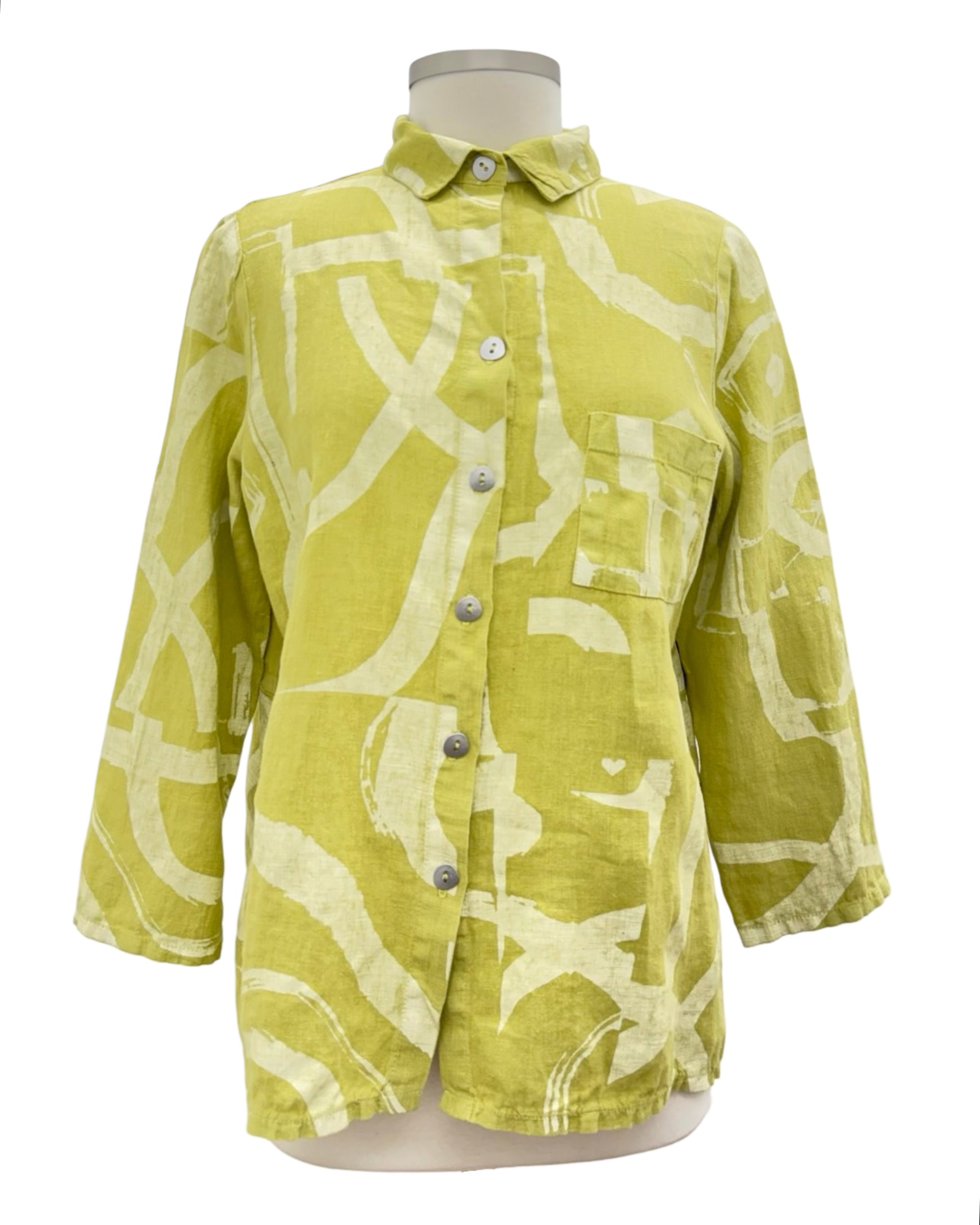 Fenini LONG SLEEVE PRINT LINEN SHIRT