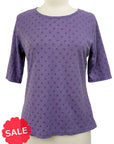 Cut Loose DOT MESH ELBOW SLEEVE FITTED CREW TOP - Originally $69 🔵