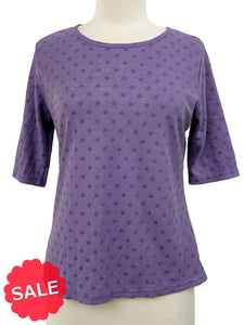 Cut Loose DOT MESH ELBOW SLEEVE FITTED CREW TOP - Originally $69 🔵