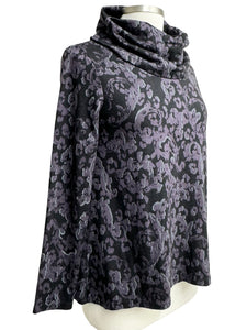 Cut Loose FLORAL JACQUARD COWL NECK TOP