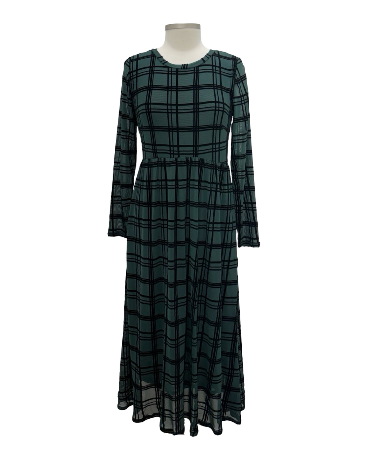 Foil MESH FLOCK LONG SLEEVE DRESS