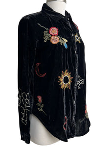 Caite EMBROIDERED VELVET SHIRT