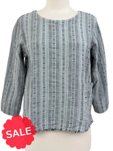 Load image into Gallery viewer, Cut Loose PINSTRIPE LINEN 3/4 SLEEVE TOP - Originally $97
