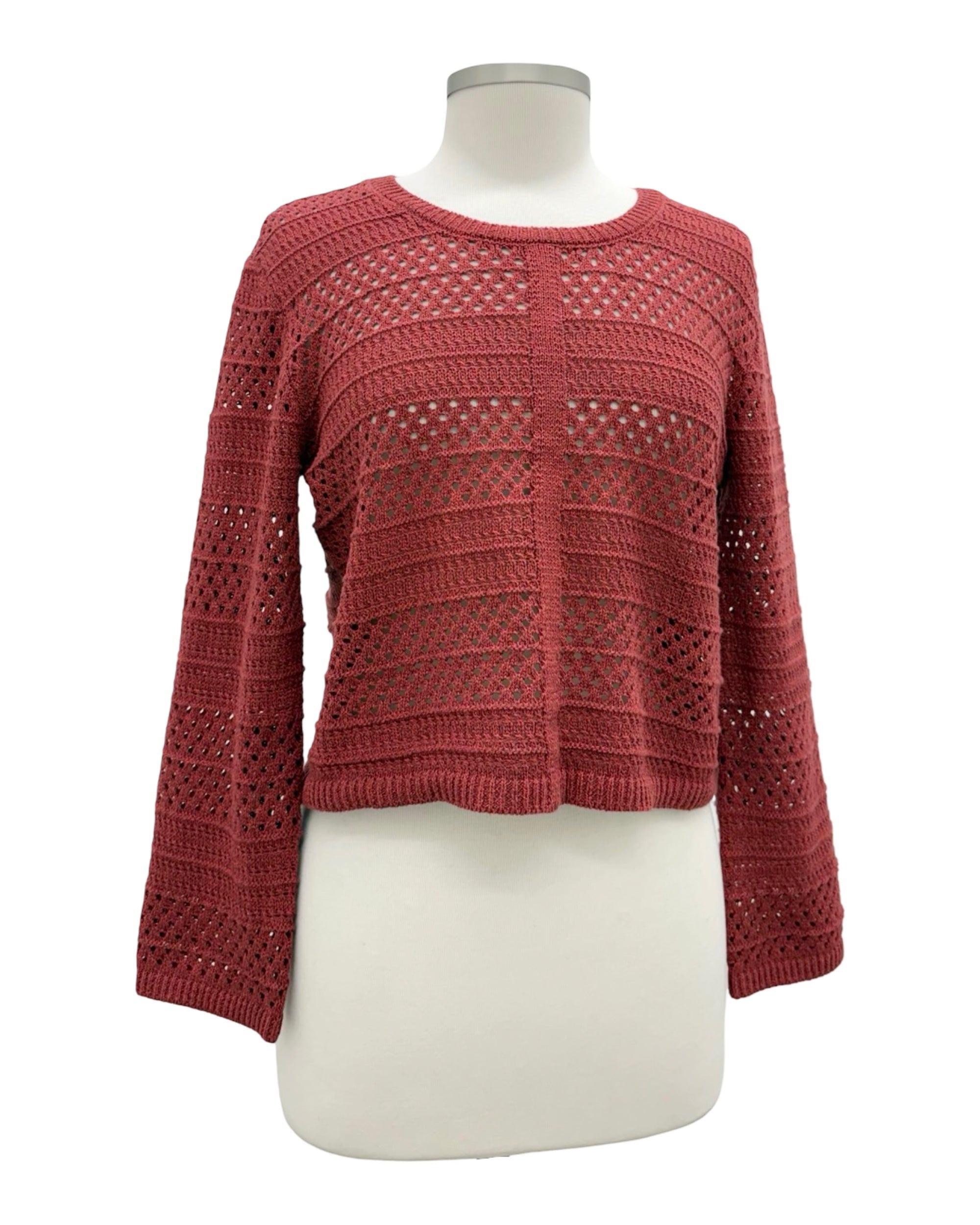 Foil LONG SLEEVE WOVEN PULLING STRING SWEATER