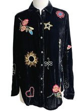 Load image into Gallery viewer, Caite EMBROIDERED VELVET SHIRT
