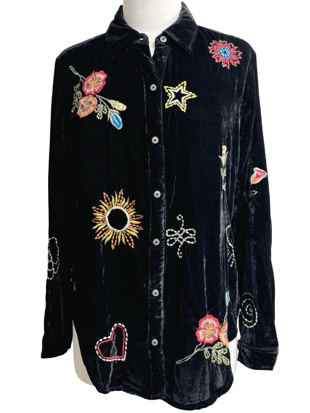 Caite EMBROIDERED VELVET SHIRT