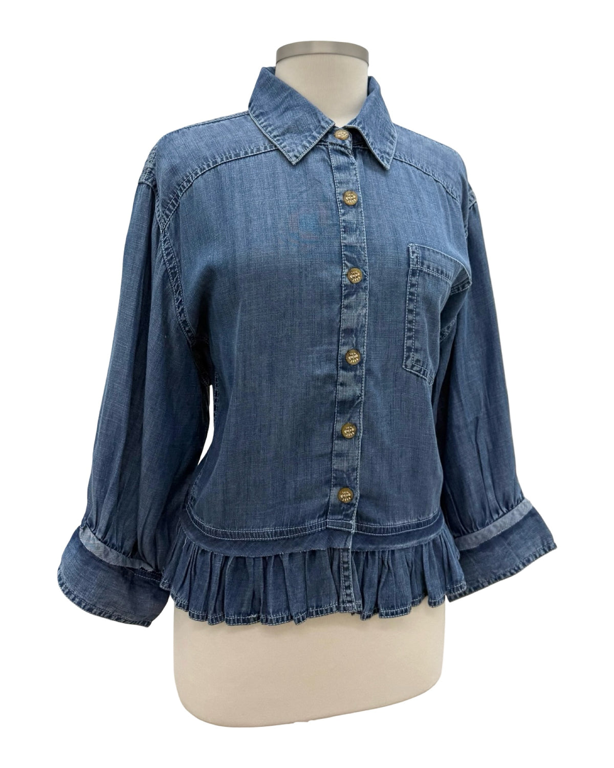 Ivy Jane DENIM RUFFLE BLOUSE
