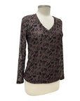 Foil MESH FLOCK LONG SLEEVE V NECK TEE
