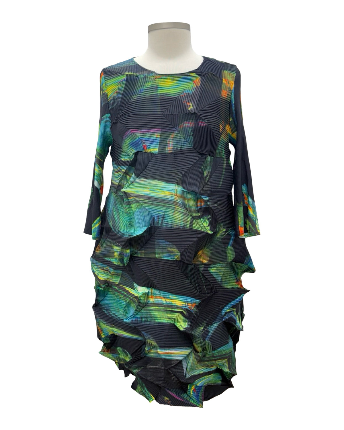 Vanite LONG SLEEVE ACCORDION DRESS