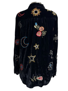 Caite EMBROIDERED VELVET SHIRT