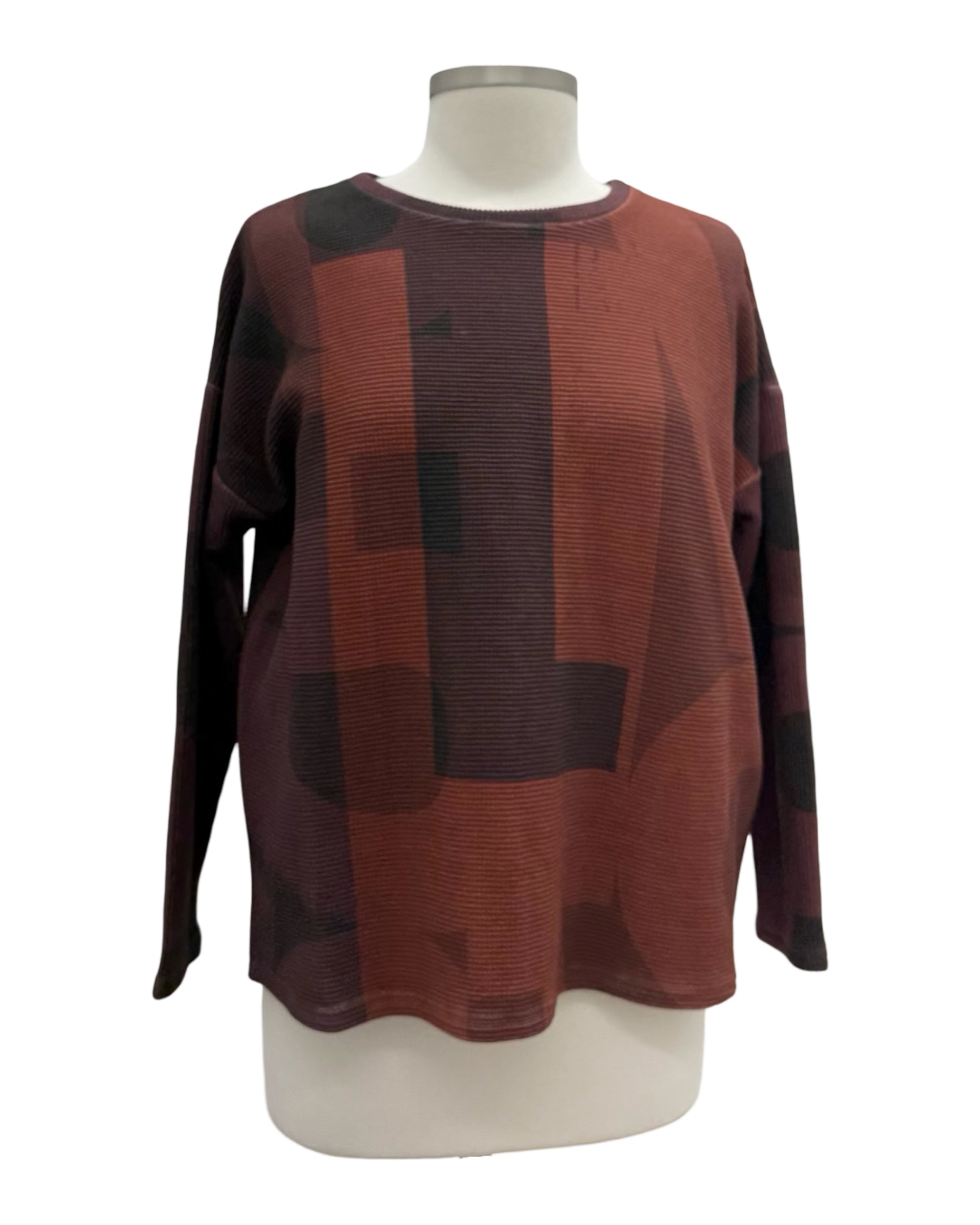 Andrea Geer LONG SLEEVE CROP PIECED TOP
