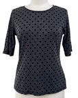 Cut Loose DOT MESH ELBOW SLEEVE FITTED CREW TOP - Originally $69 🔵