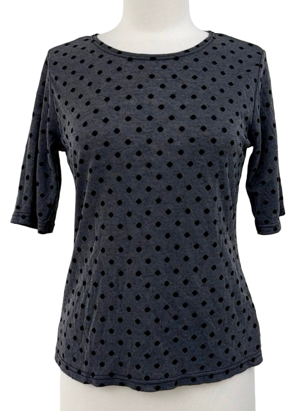 Cut Loose DOT MESH ELBOW SLEEVE FITTED CREW TOP