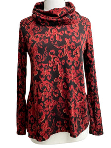 Cut Loose FLORAL JACQUARD COWL NECK TOP