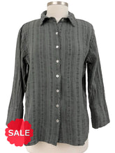Load image into Gallery viewer, Cut Loose PINSTRIPE LINEN LONG SLEEVE EASY SHIRT - ORIGINALLY $119
