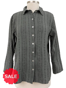 Cut Loose PINSTRIPE LINEN LONG SLEEVE EASY SHIRT - ORIGINALLY $119