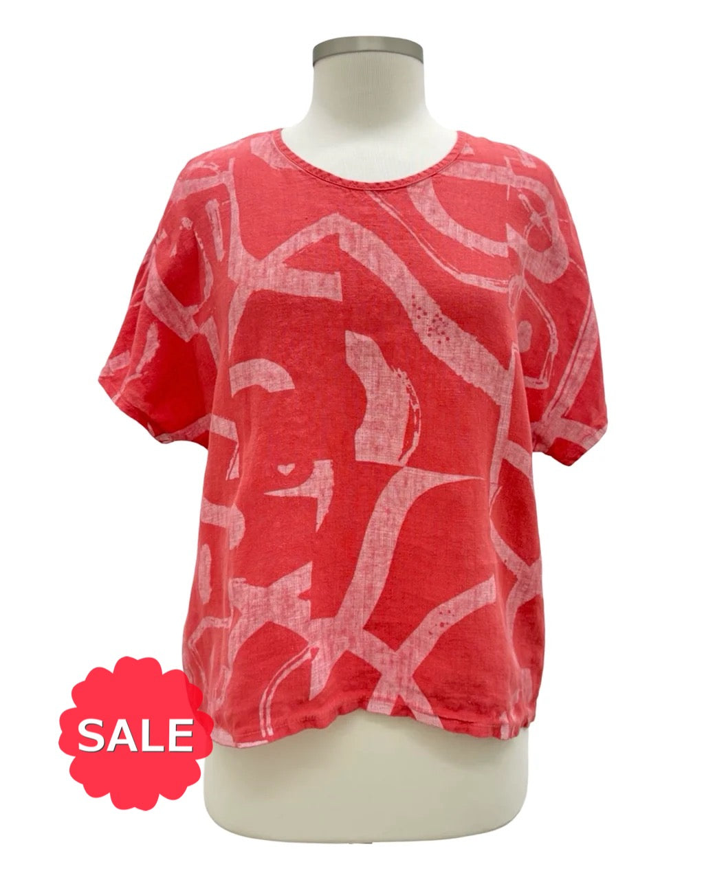 Fenini SHORT SLEEVE OVERSIZE PRINT TOP - Originally $139