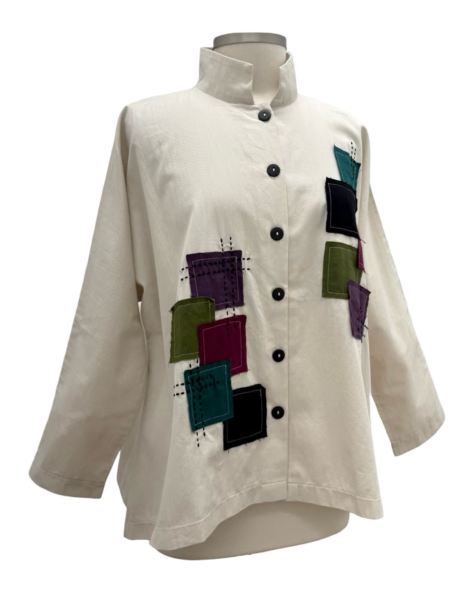 M Squared PATCH MANDARIN BLOUSE