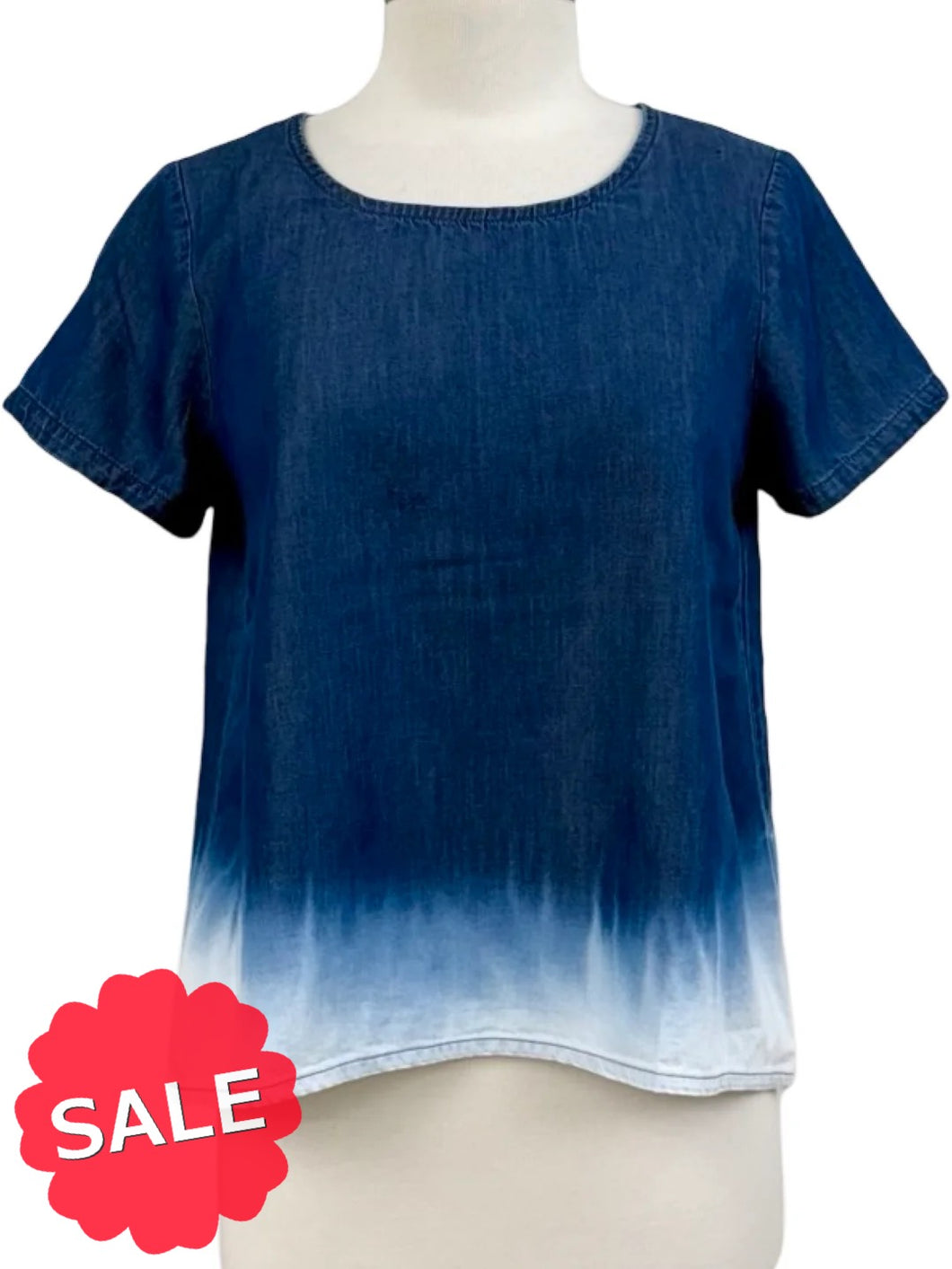 Blueberry DENIM OMBRE SHORT SLEEVE TOP - Originally $119