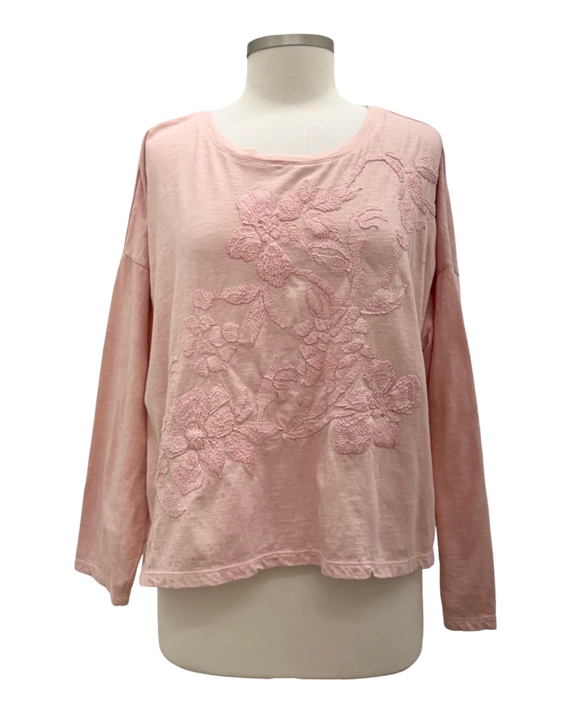 Krista Larson CROP EMBROIDERED GARDEN TEE