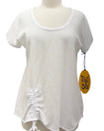 Oh My Gauze SHORT SLEEVE SIDE RUSCH TOP - Originally $55