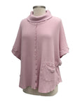 Fenini WAFFLE SHORT SLEEVE ROLLED DOWN NECK TOP