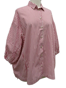 Alembika SHORT SLEEVE STRIPE BLOUSE