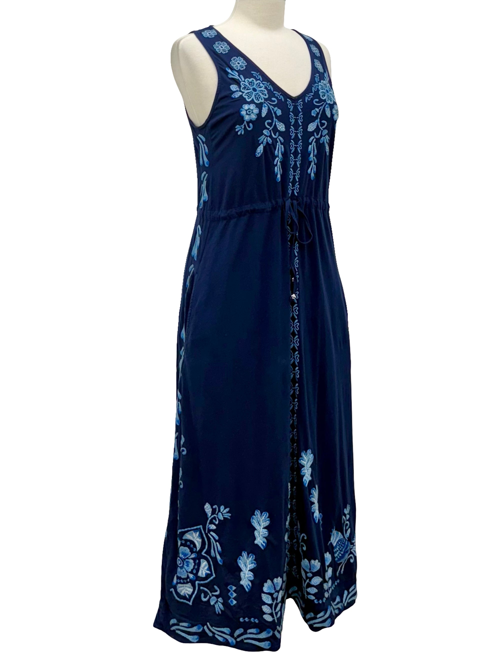 Johnny Was V NECK DRAWSTRING KNIT DRESS YADIRA