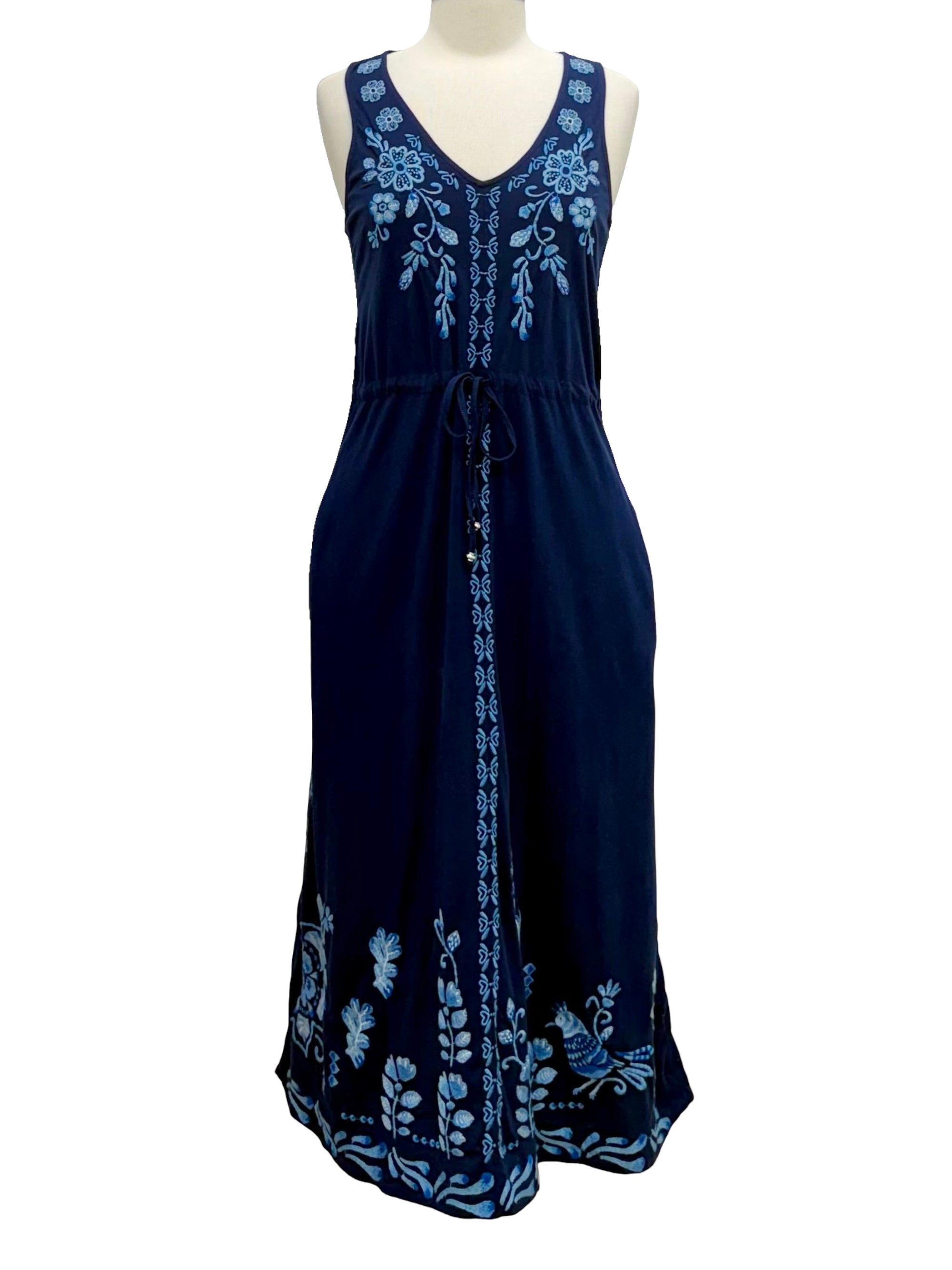 Johnny Was V NECK DRAWSTRING KNIT DRESS YADIRA