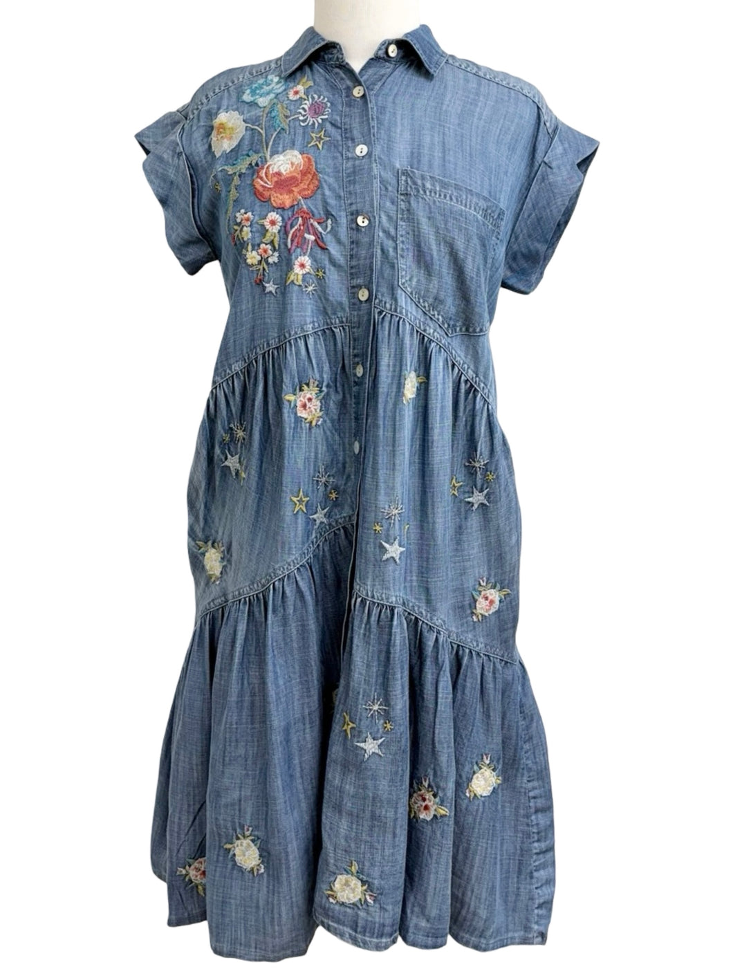 Caite CAP SLEEVE DENIM DRESS