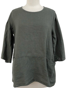 Cut Loose SOLID LINEN LONG SLEEVE PULLOVER TOP