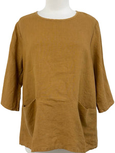 Cut Loose SOLID LINEN LONG SLEEVE PULLOVER TOP