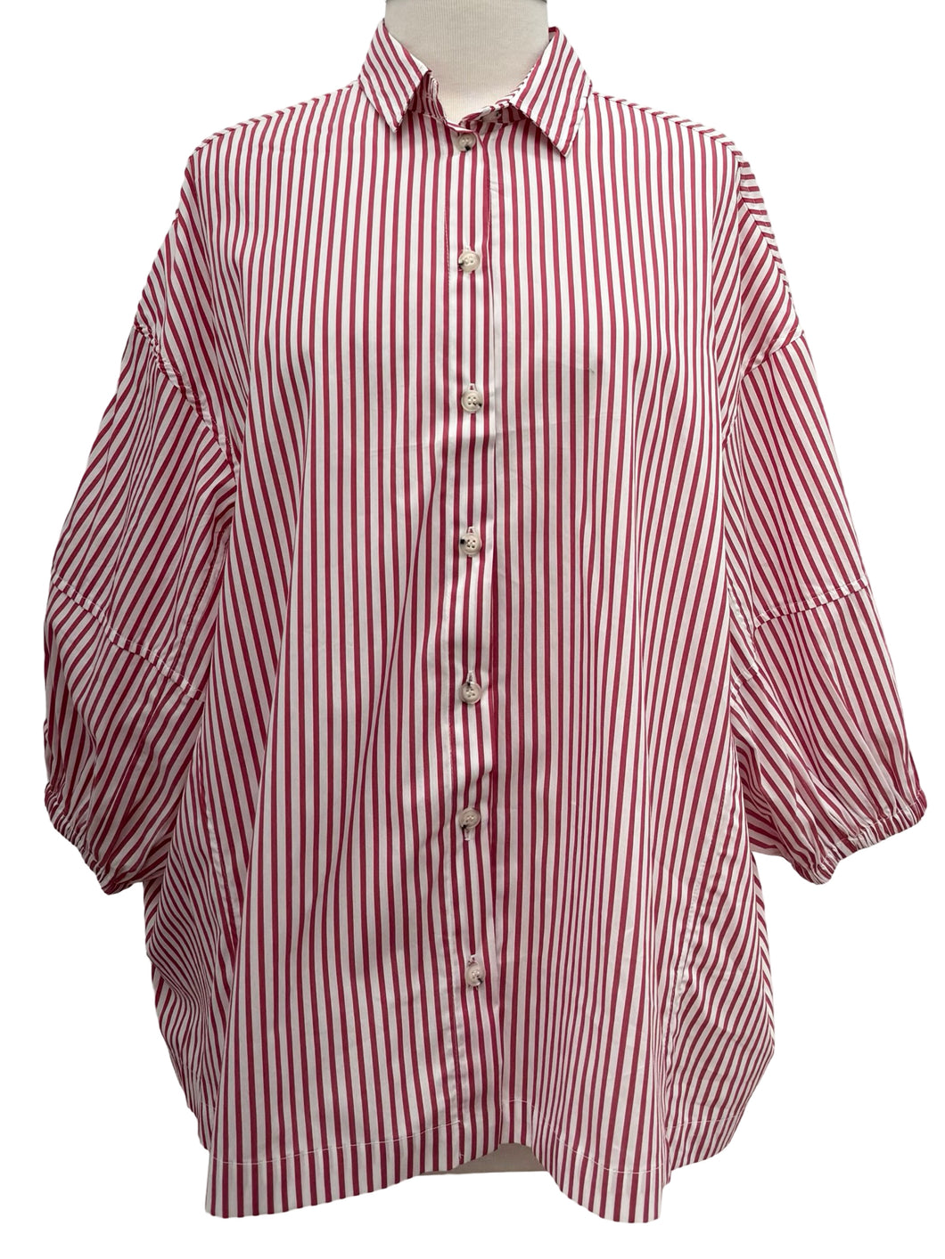 Alembika SHORT SLEEVE STRIPE BLOUSE
