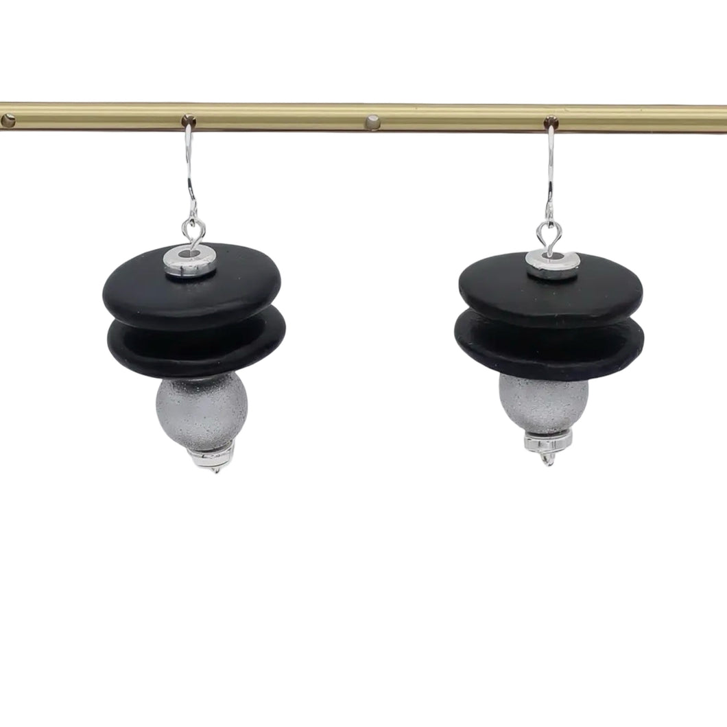 Sylca BLACK & SILVER EARRING