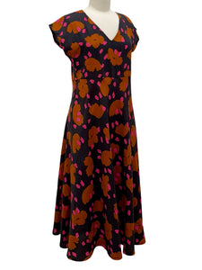 Foil CAP SLEEVE V NECK DRESS