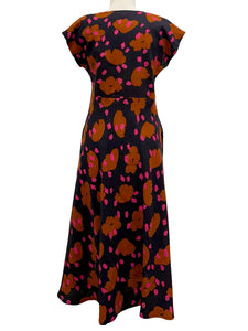Foil CAP SLEEVE V NECK DRESS