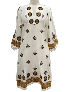 Foil EMBROIDERED V NECK DRESS