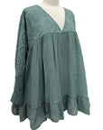 Scandal Italy LONG SLEEVE GAUZE EYELET TOP