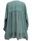 Scandal Italy LONG SLEEVE GAUZE EYELET TOP