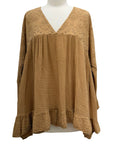 Scandal Italy LONG SLEEVE GAUZE EYELET TOP
